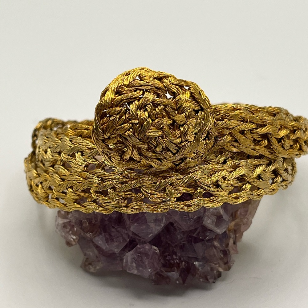 Gold Braided Bracelet with Button Closure